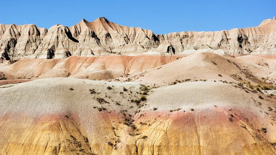 Unique rock formations showing the scale and texture of Badlands terrain