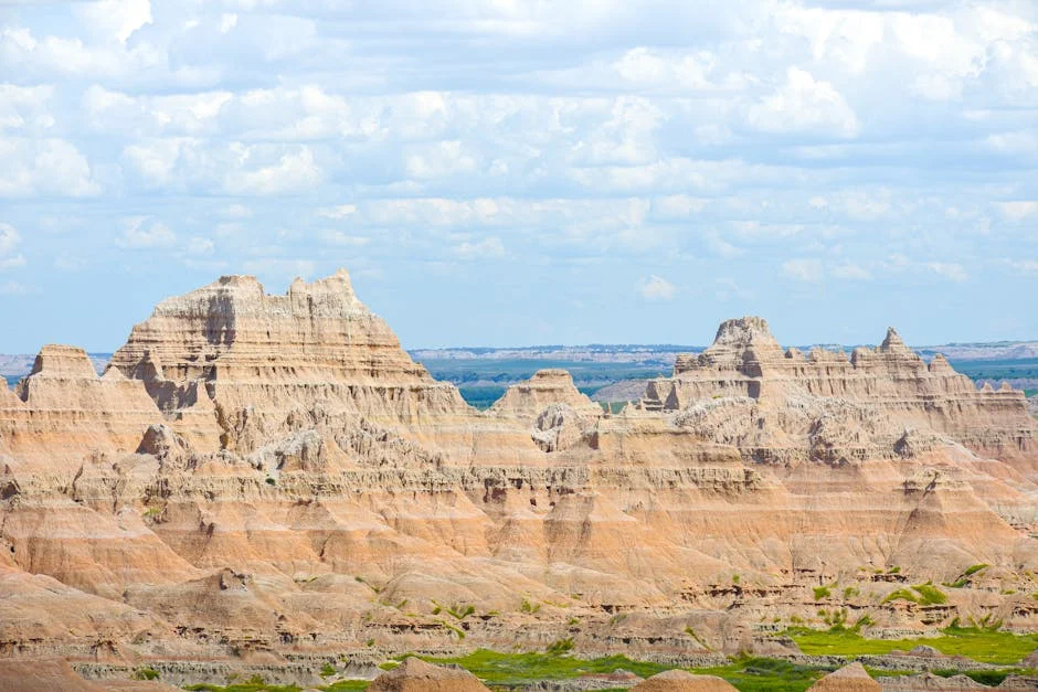 Layered rock formations showing the dramatic Badlands landscape