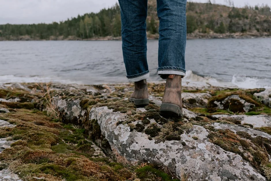 Winter Hiking Boot Review: Dry Tortugas (2026) 5 Hiking boots navigating coastal rocks testing waterproof performance and traction near ocean water